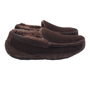 UGG Men's Chocolate Brown Wool Suede Ascot Slipper Shoe Size 8
